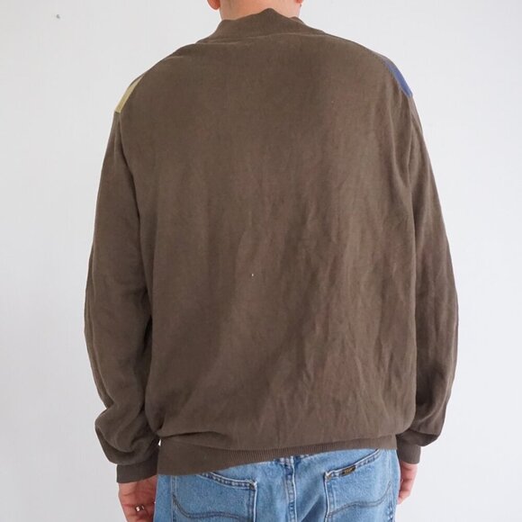 Cutter & Buck Brown Argyle Embroidered Us Open Trophy Quarter Zip Sweater Large - Picture 2 of 9